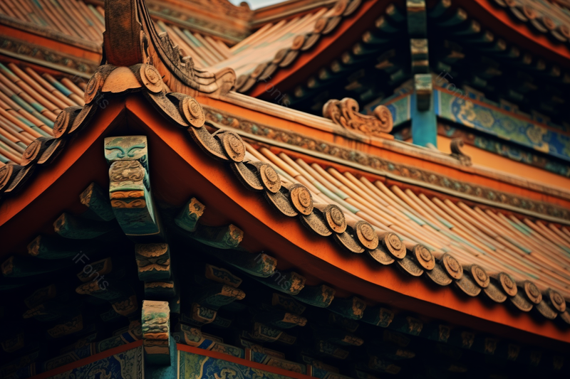 红色古宅屋檐特写镜头摄影图,高清,摄影图,摄影图片,图片大全,摄影图免费下载